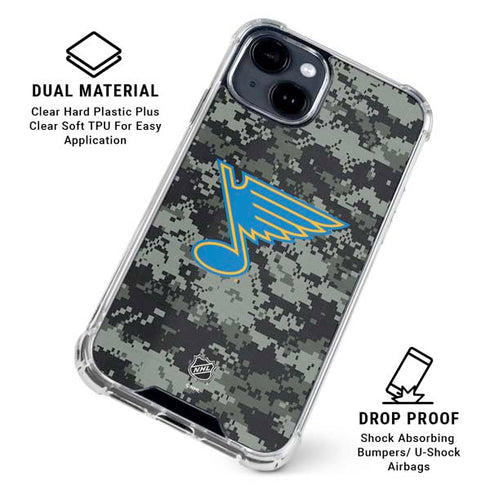 NHL St. Louis Blues Camo iPhone 14 Clear Case